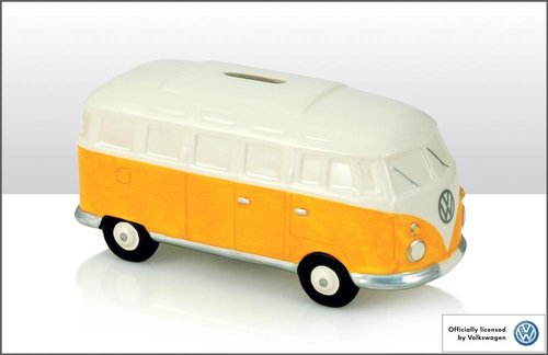 Spardose VW Campervvan Keramik Orange Weiß